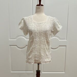 Handmade Crochet knit short sleeve blouse from Oaxaca, Mexico.